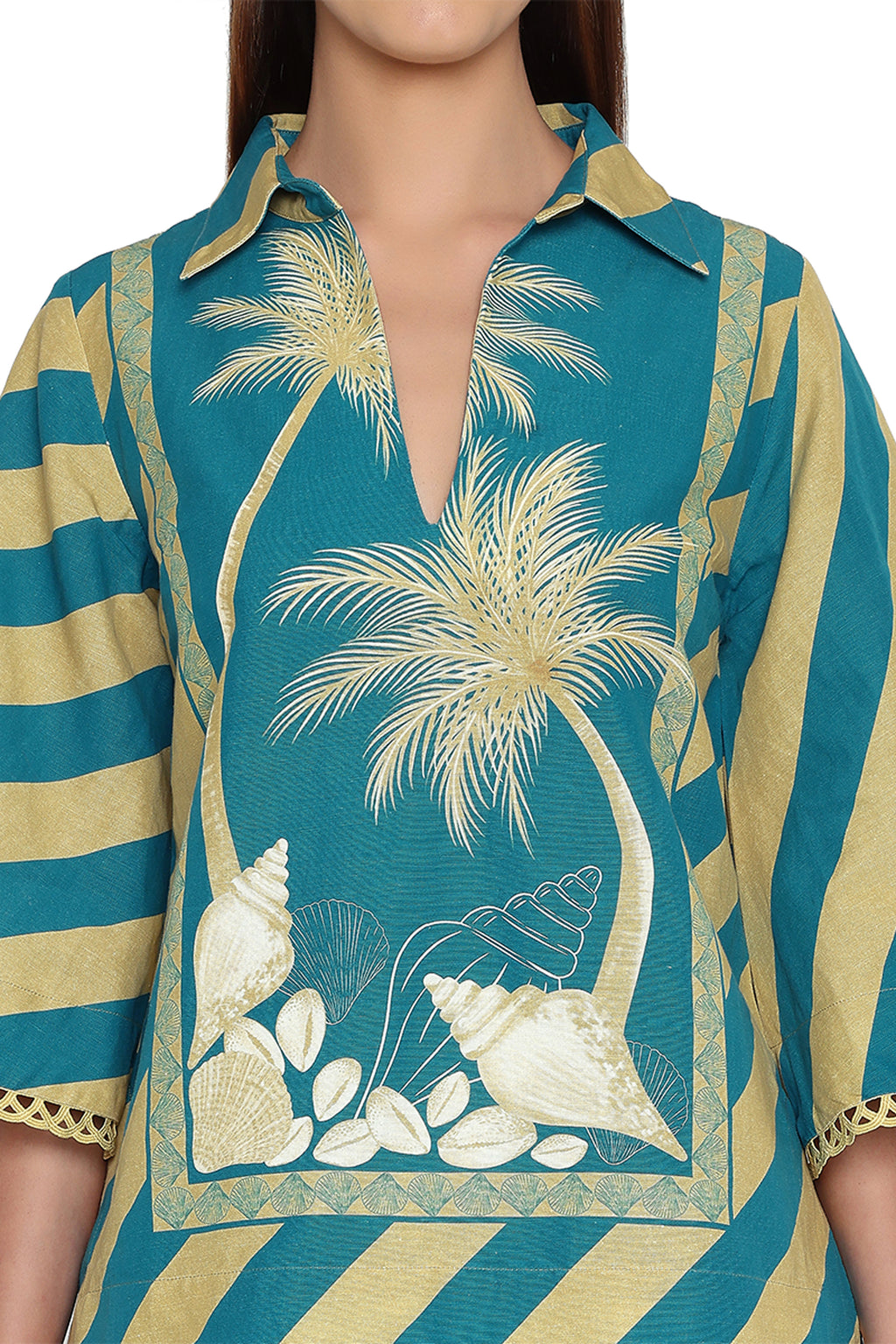 TUNIC BLOUSE BEIGE BLUE