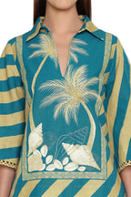 TUNIC BLOUSE BEIGE BLUE