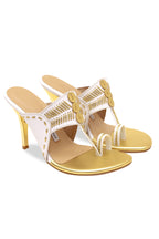 White and Gold Pencil Heels