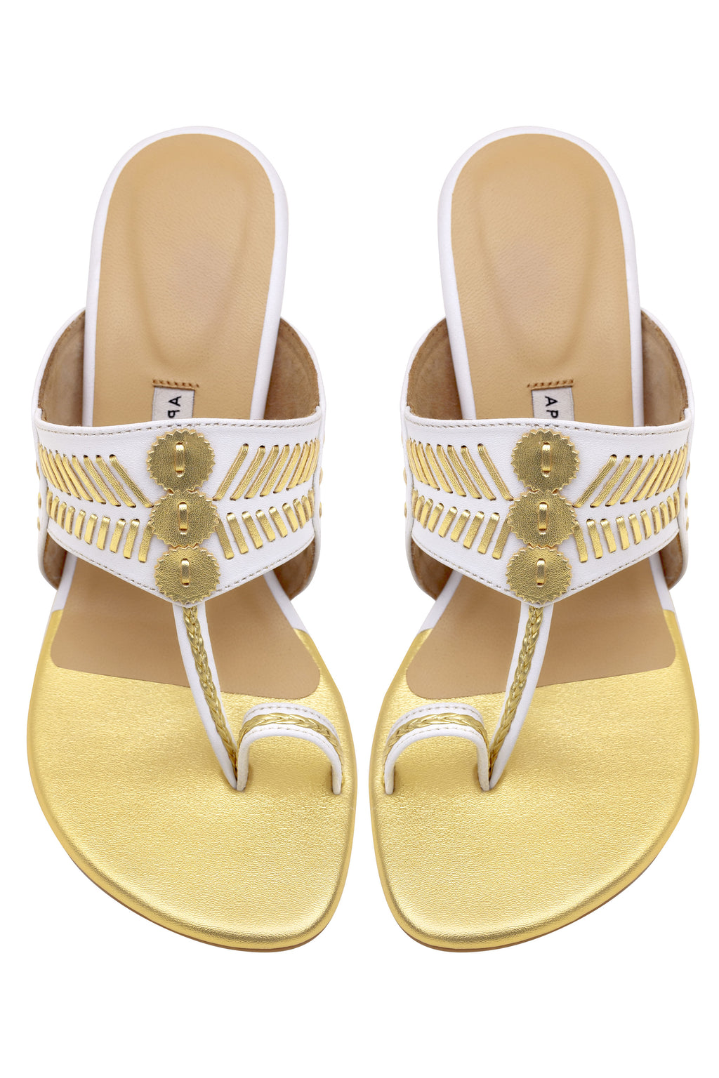 White and Gold Pencil Heels