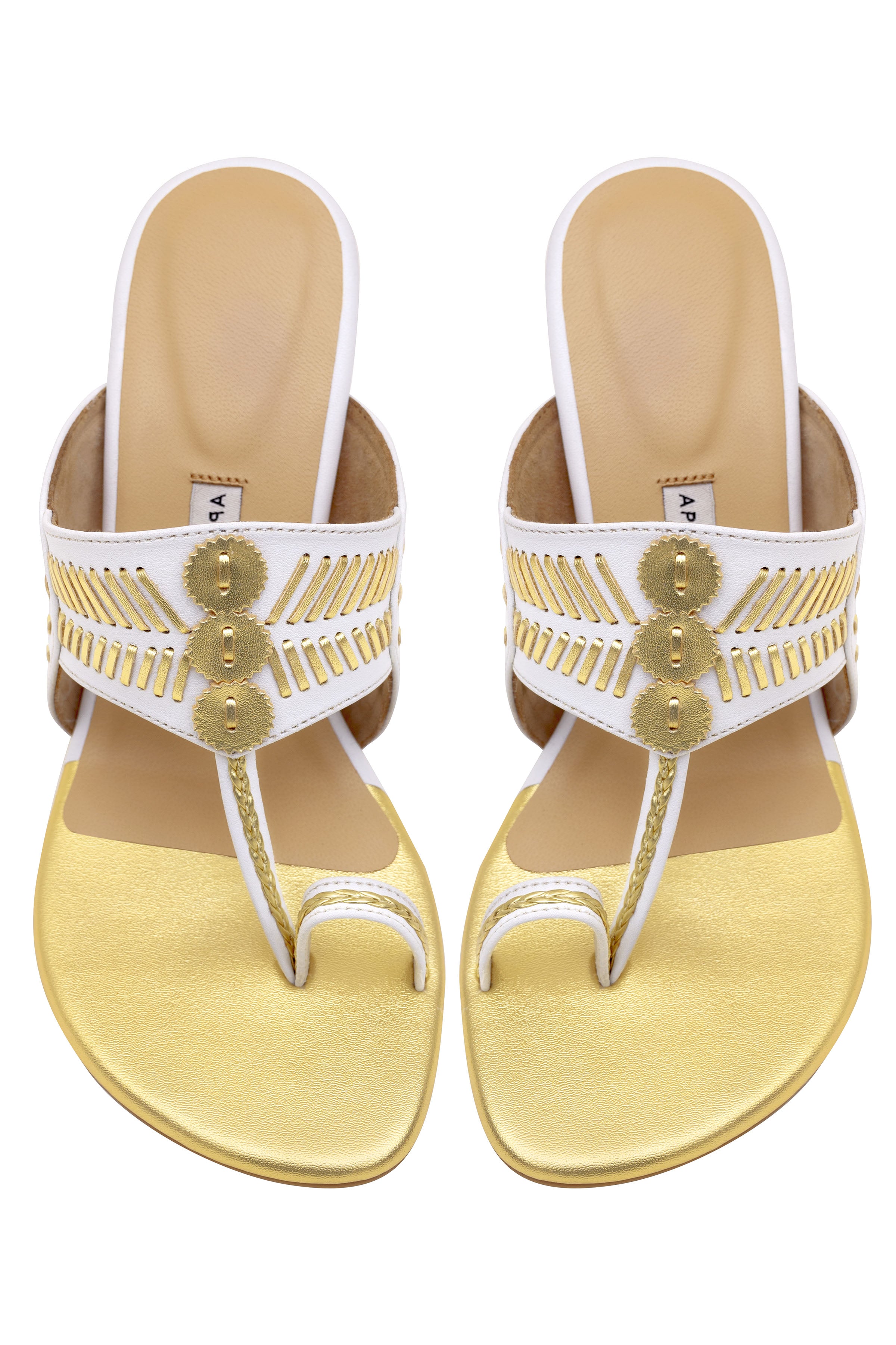 White and Gold Pencil Heels