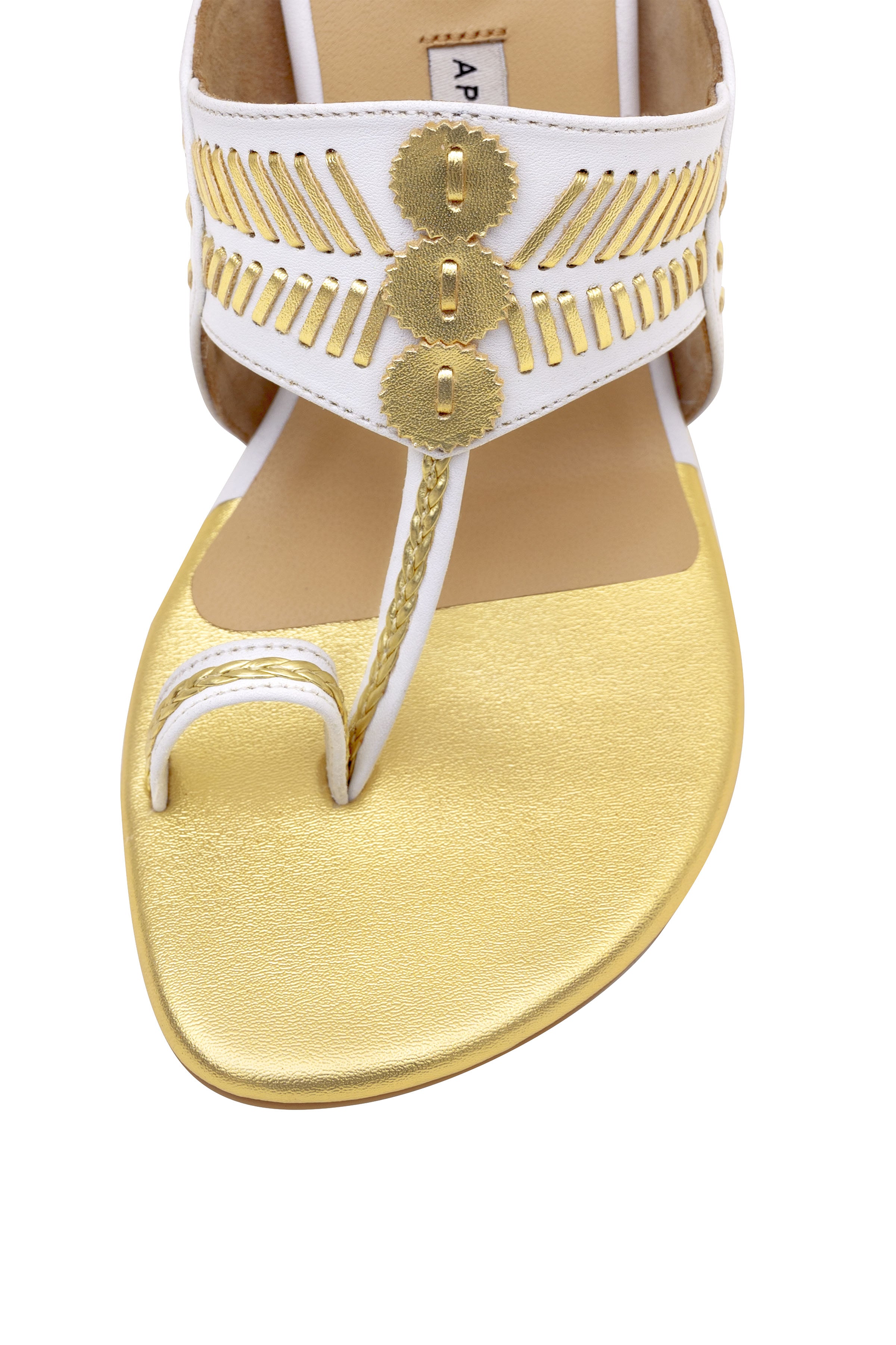 White and Gold Pencil Heels