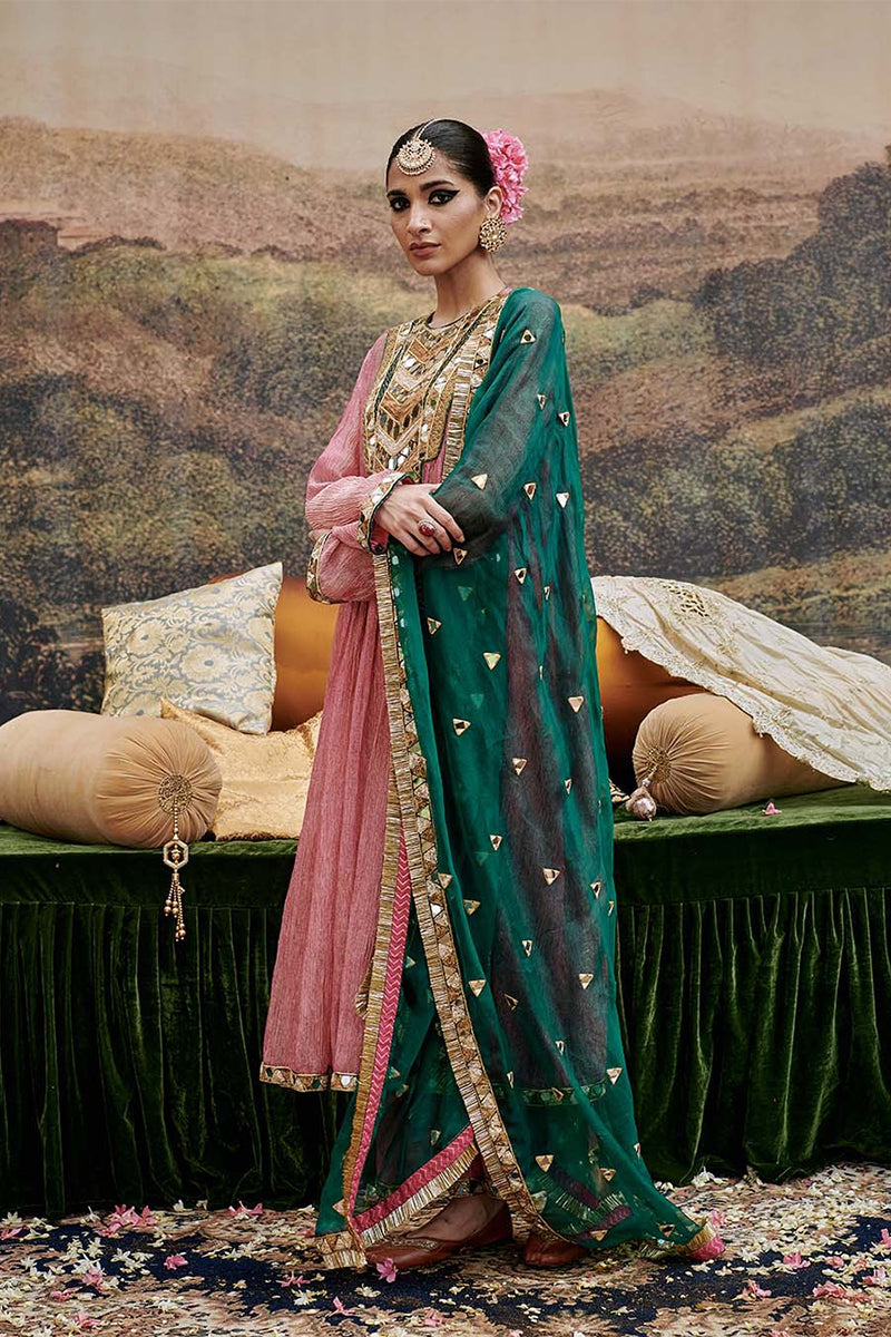 Kurta Set Pink Green