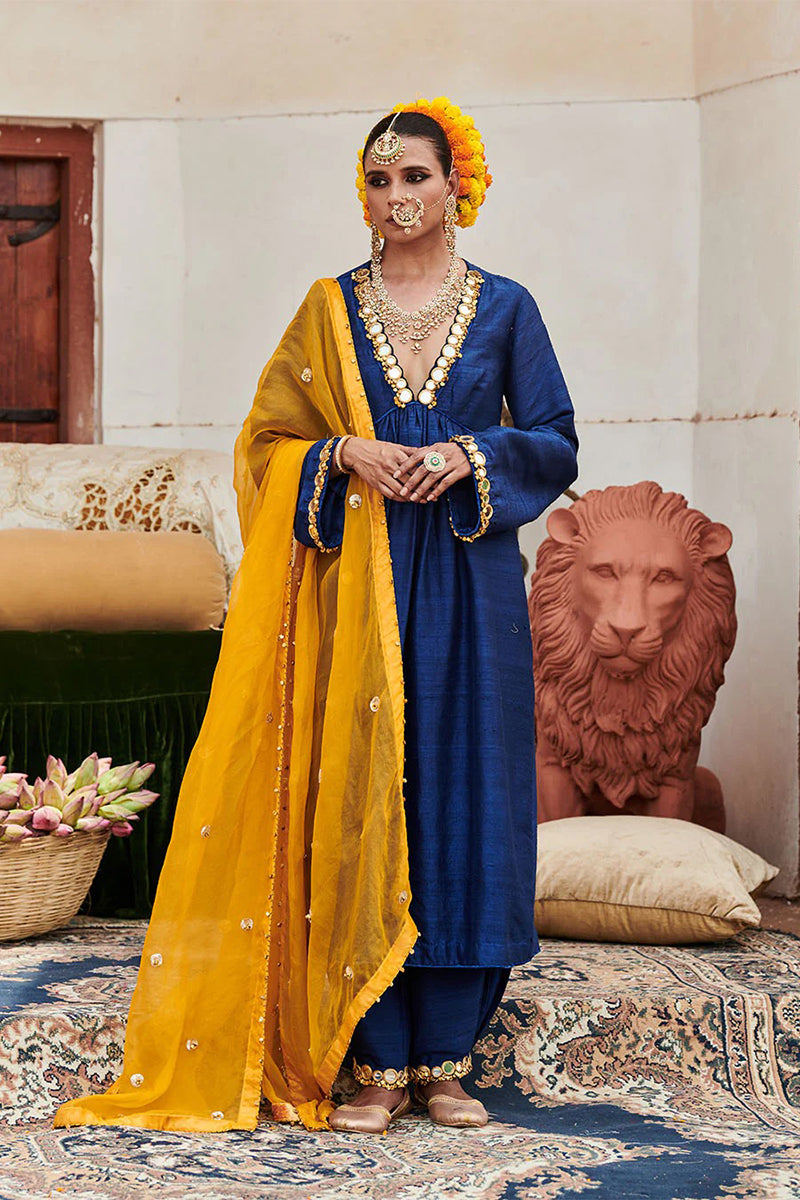 Kurta Set Blue Mustard