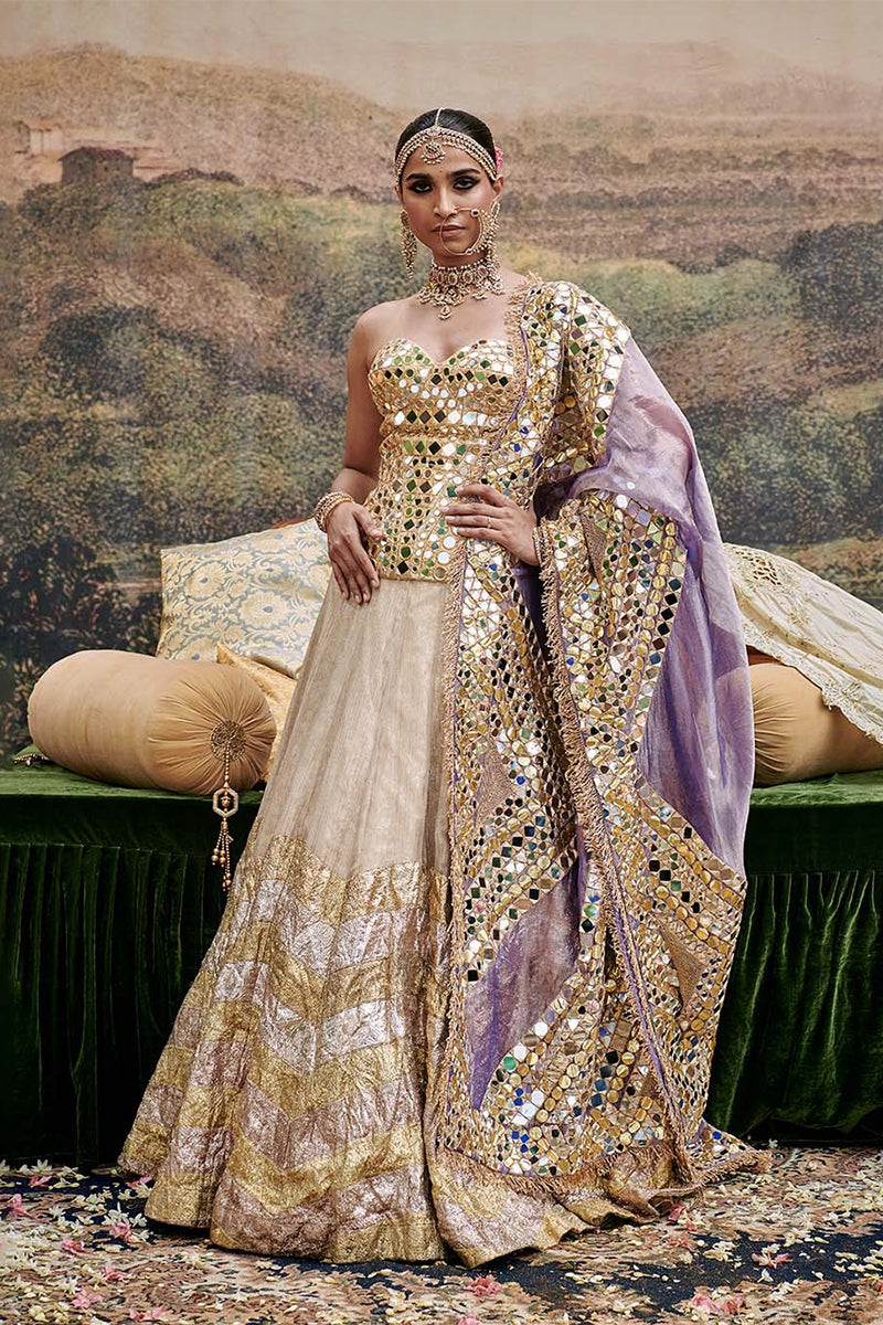 Lehenga Corset Dupatta Gold-Purple