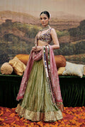 Lehenga Green Pink